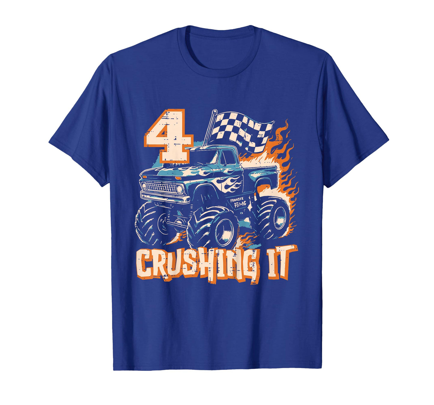 Kids 4 Crushing It Monster Truck Cool 4th Birthday Bday Boys Kids T-Shirt