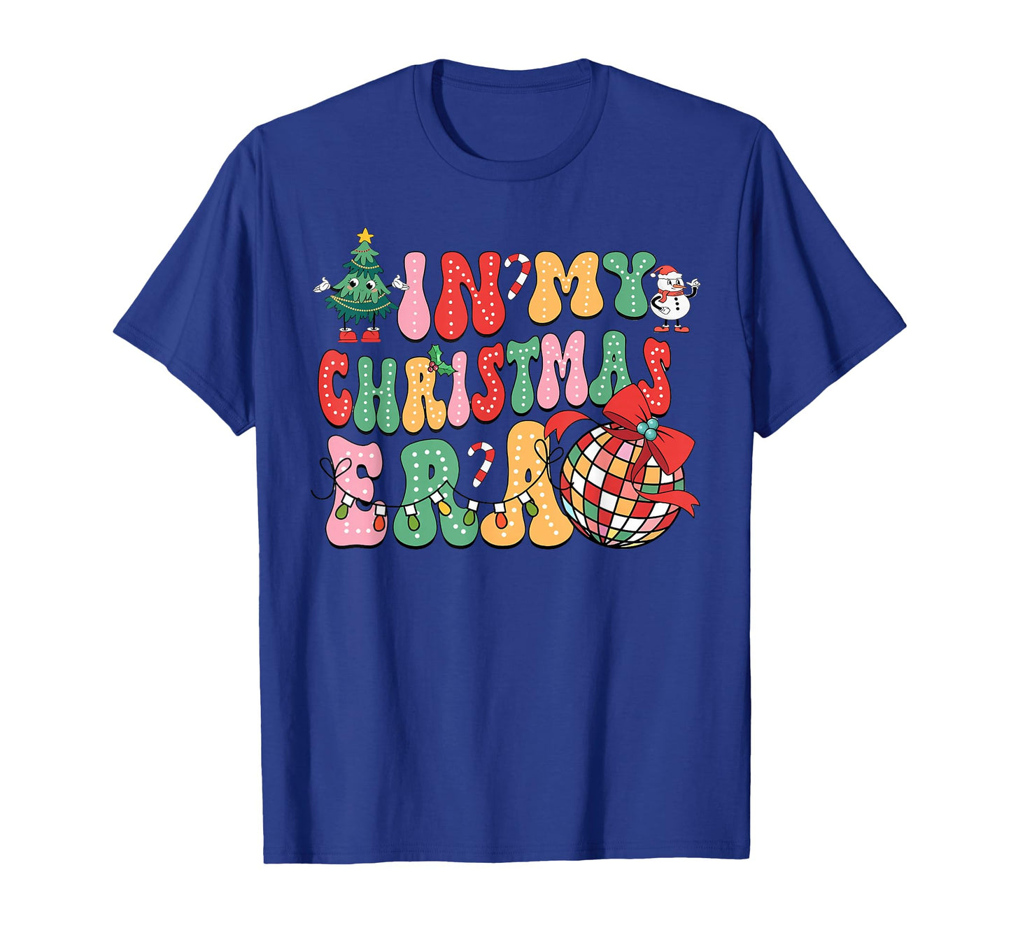 In My Christmas Era Cute Groovy Black Christmas Holiday Xmas T-Shirt - Unisex Adult, Short Sleeve, Round Neck, Size Small