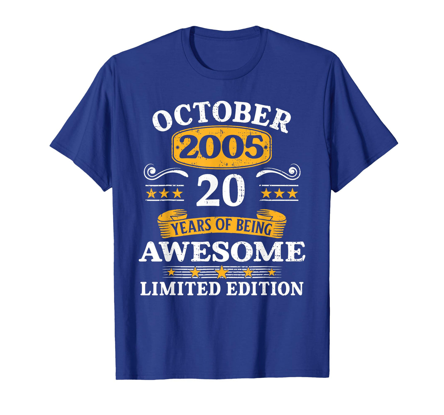 20 Years Old Awesome Since October 2005 20th Birthday Gifts T-Shirt