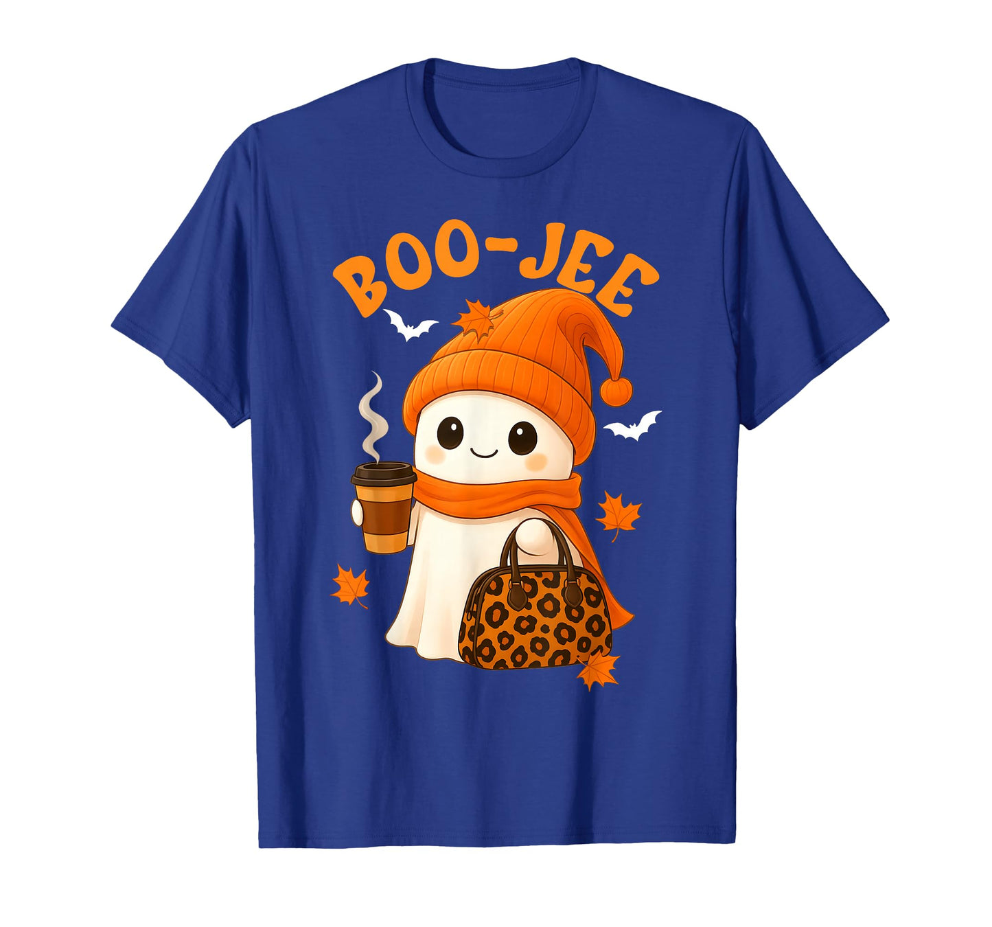Cute Boo Jee Ghost Halloween Beanie Ghost Coffee Womens Girl T-Shirt