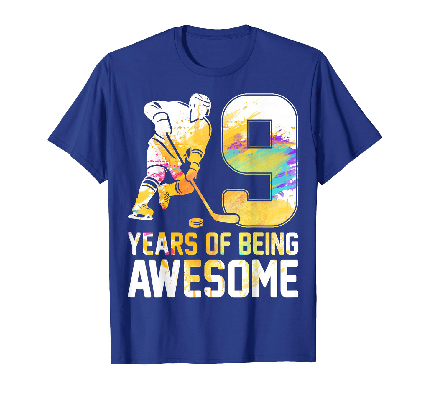 9 Years Of Being Awesome Ice Hockey 9th Birthday Party T-Shirt