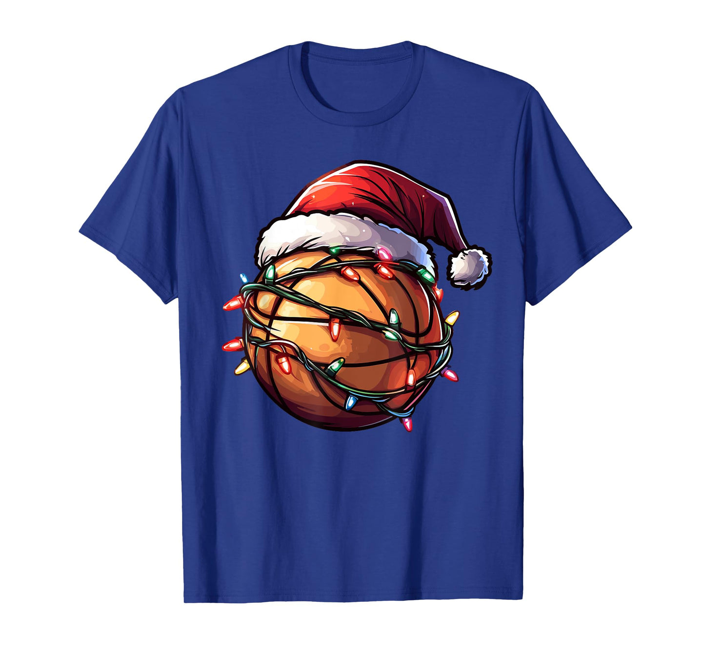 Basketball Christmas Lights Santa Hat Basketball Player Xmas T-Shirt