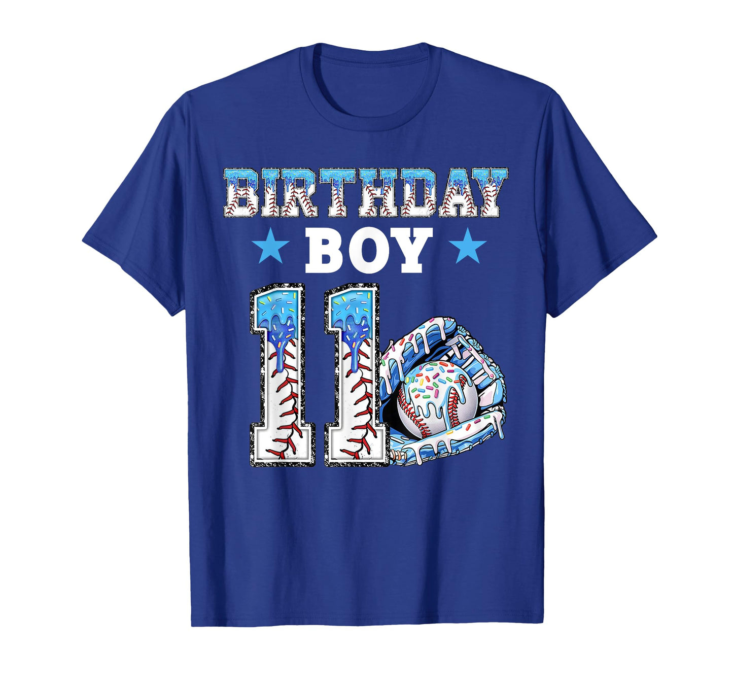 11th Birthday Boy Baseball Drip Ice Cream 11 Year Old Kids T-Shirt