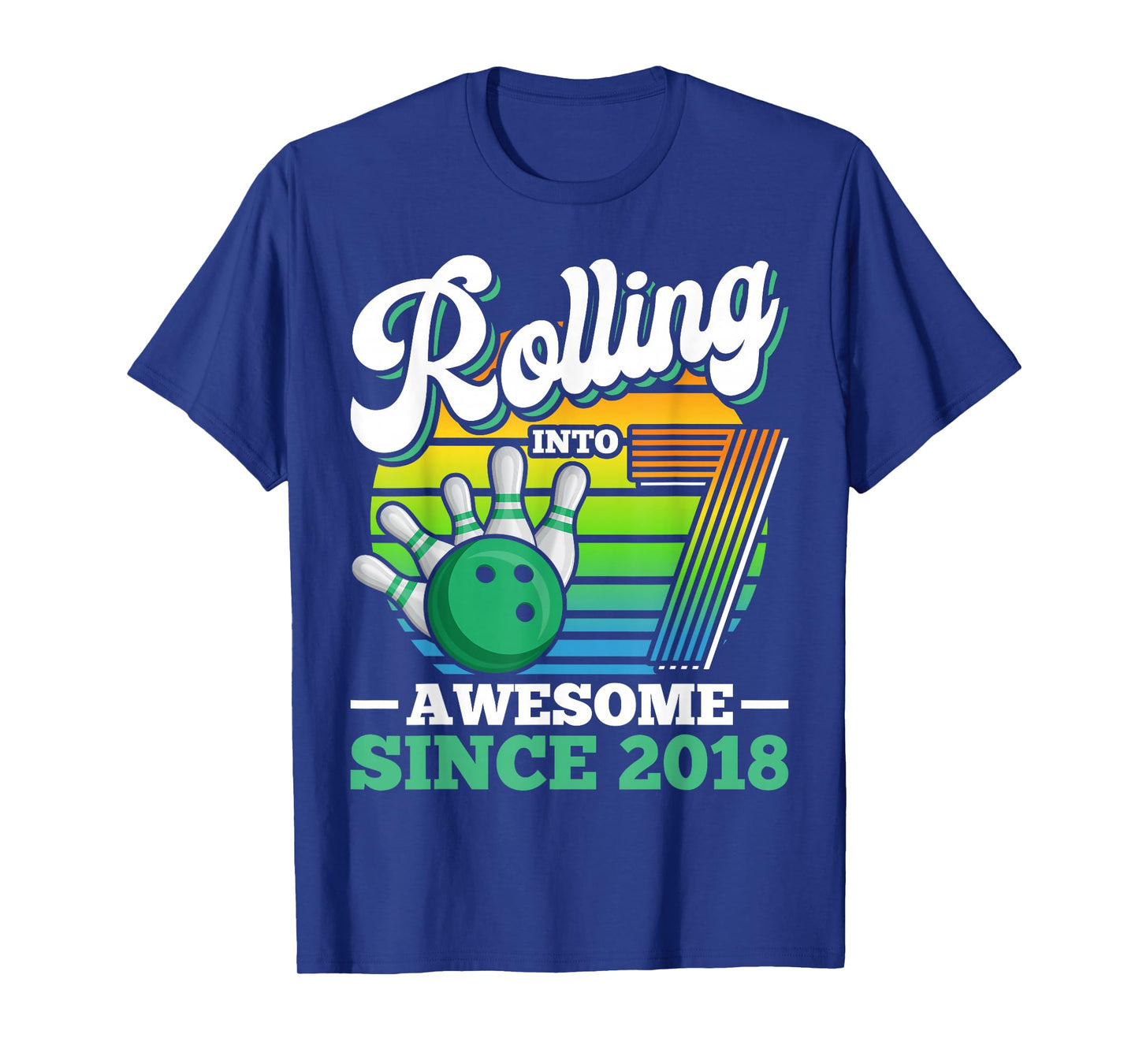 Bowling Birthday Party Rolling Into 7 Years Boy 7th Birthday T-Shirt