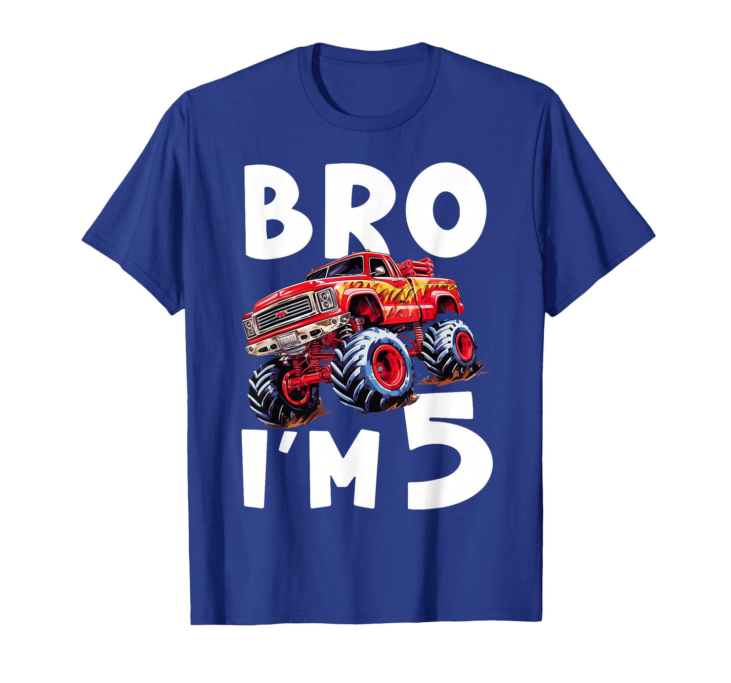 5th Birthday Boy Bro I’m 5 Year Old Monster Trucks Five Bday T-Shirt