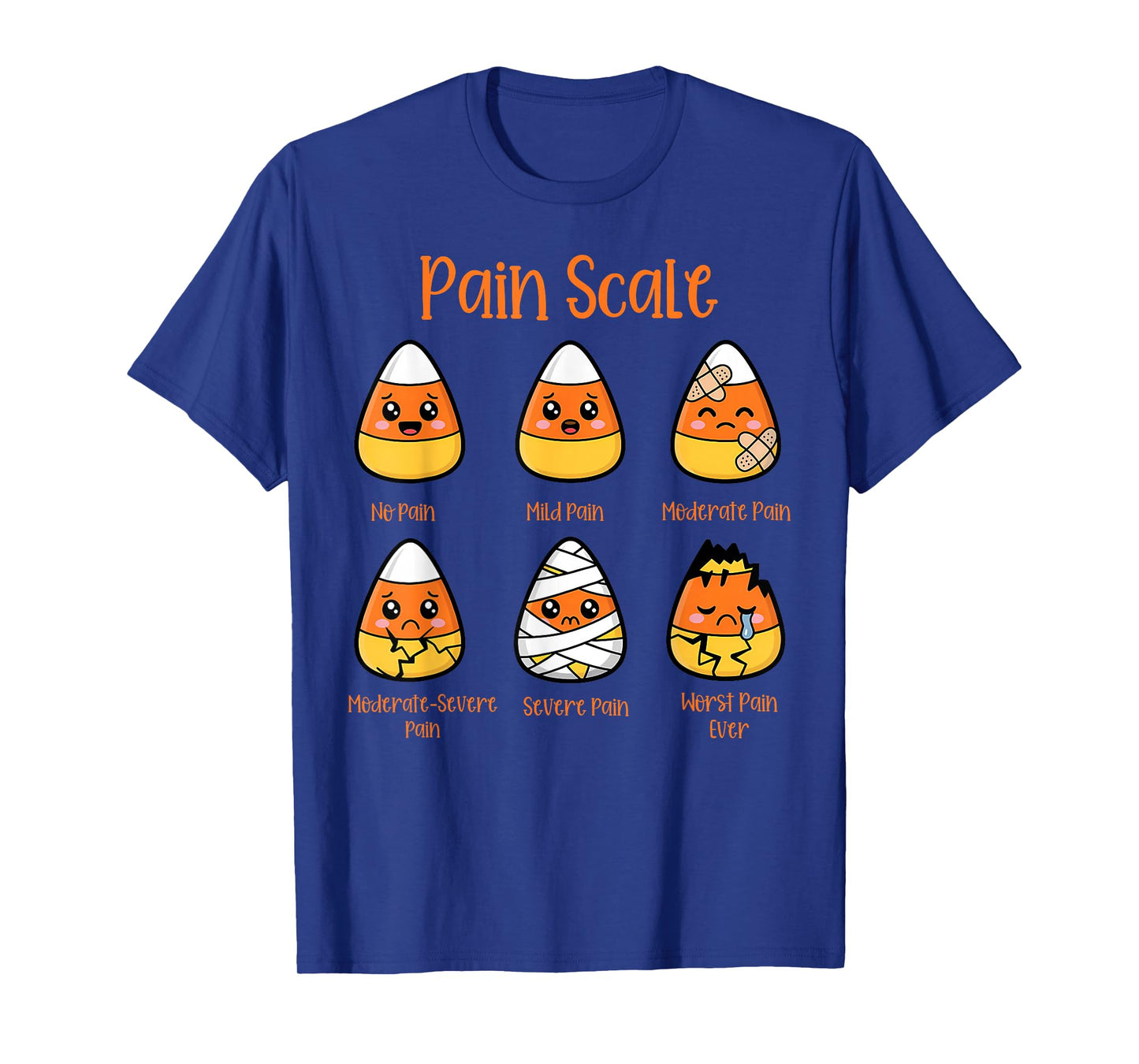Candy Corn Pain Scale Halloween Pain Assessment Trauma Nurse T-Shirt