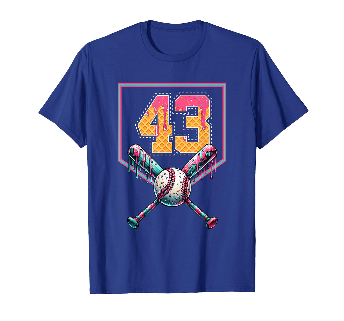 Baseball Drip Number 43 Player Or 43rd Birthday T-Shirt