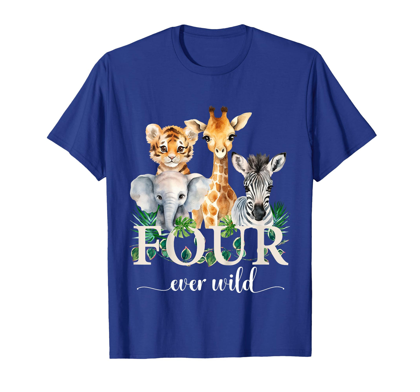 Kids Jungle Birthday Four Ever Wild Zoo Safari Party 4th Animals T-Shirt