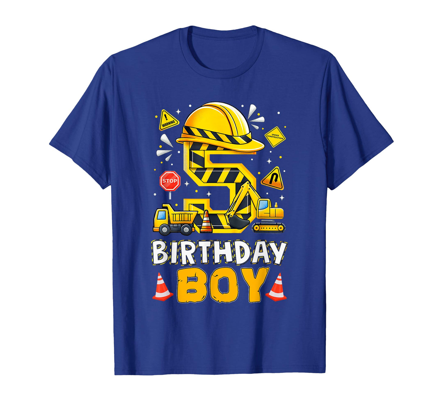 Construction 5 Year Old Birthday Boy 5th Birthday Excavator T-Shirt
