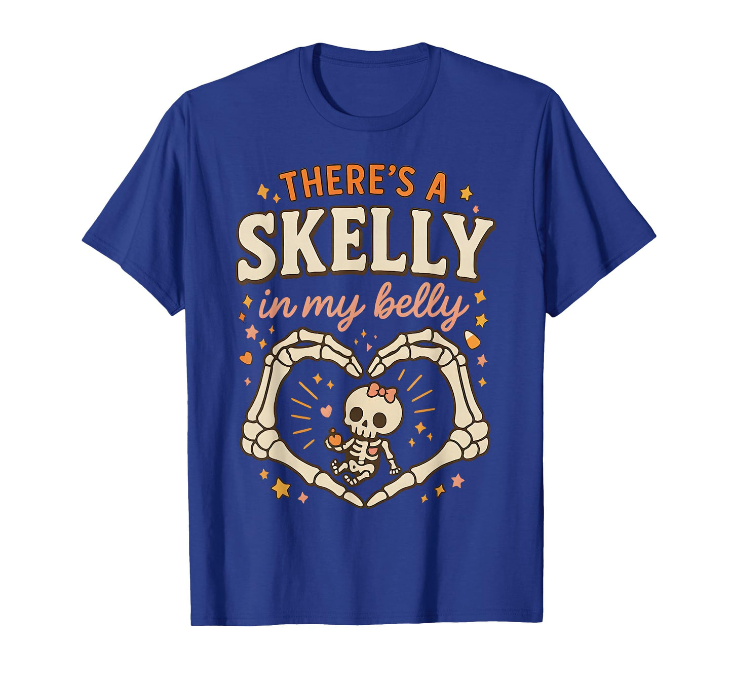 There's Skelly in My Belly Pregnant Funny Skeleton Halloween T-Shirt