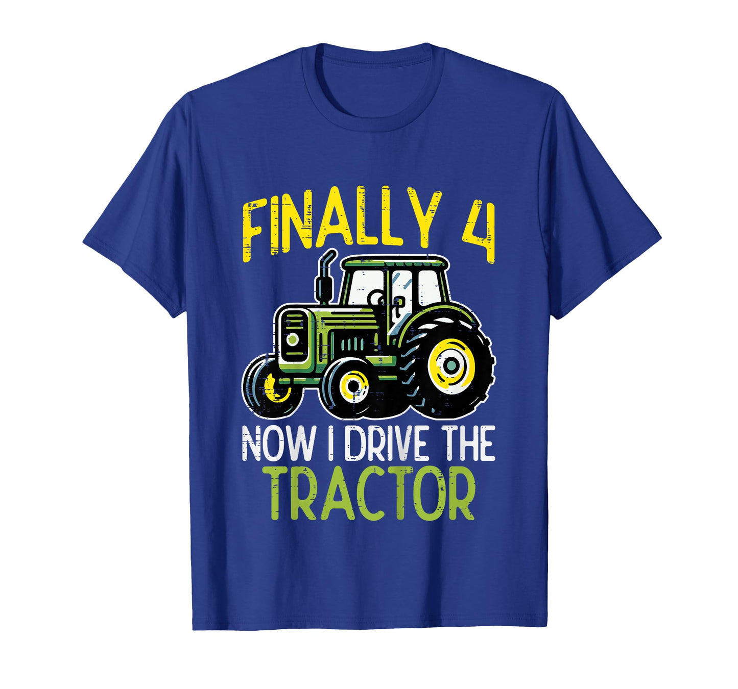 Kids Finally 4 Now I Drive Tractor 4th Birthday Farm Boys Kids T-Shirt