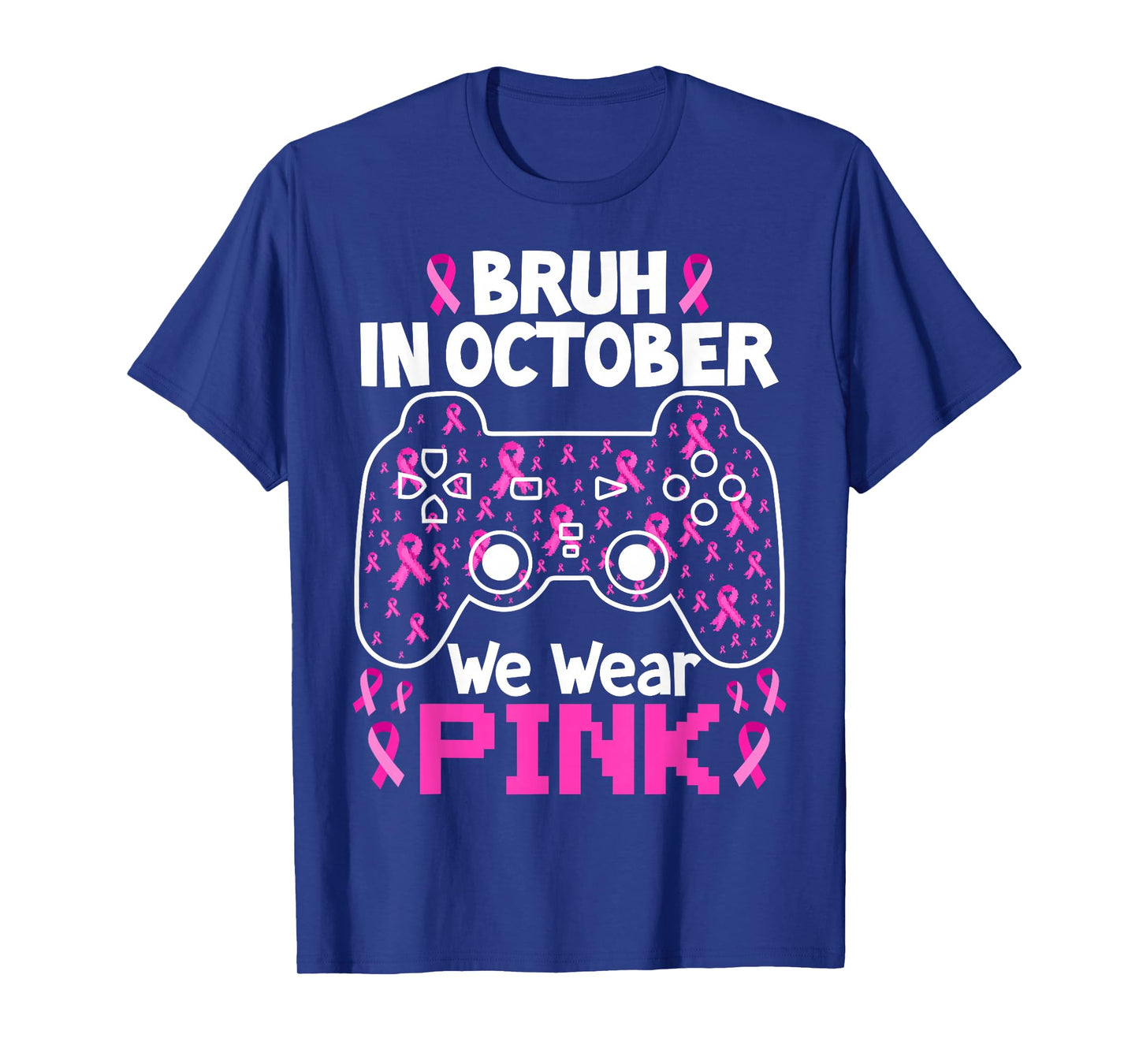 Bruh in October We Wear Pink Breast Cancer Toddler Boys Kids T-Shirt