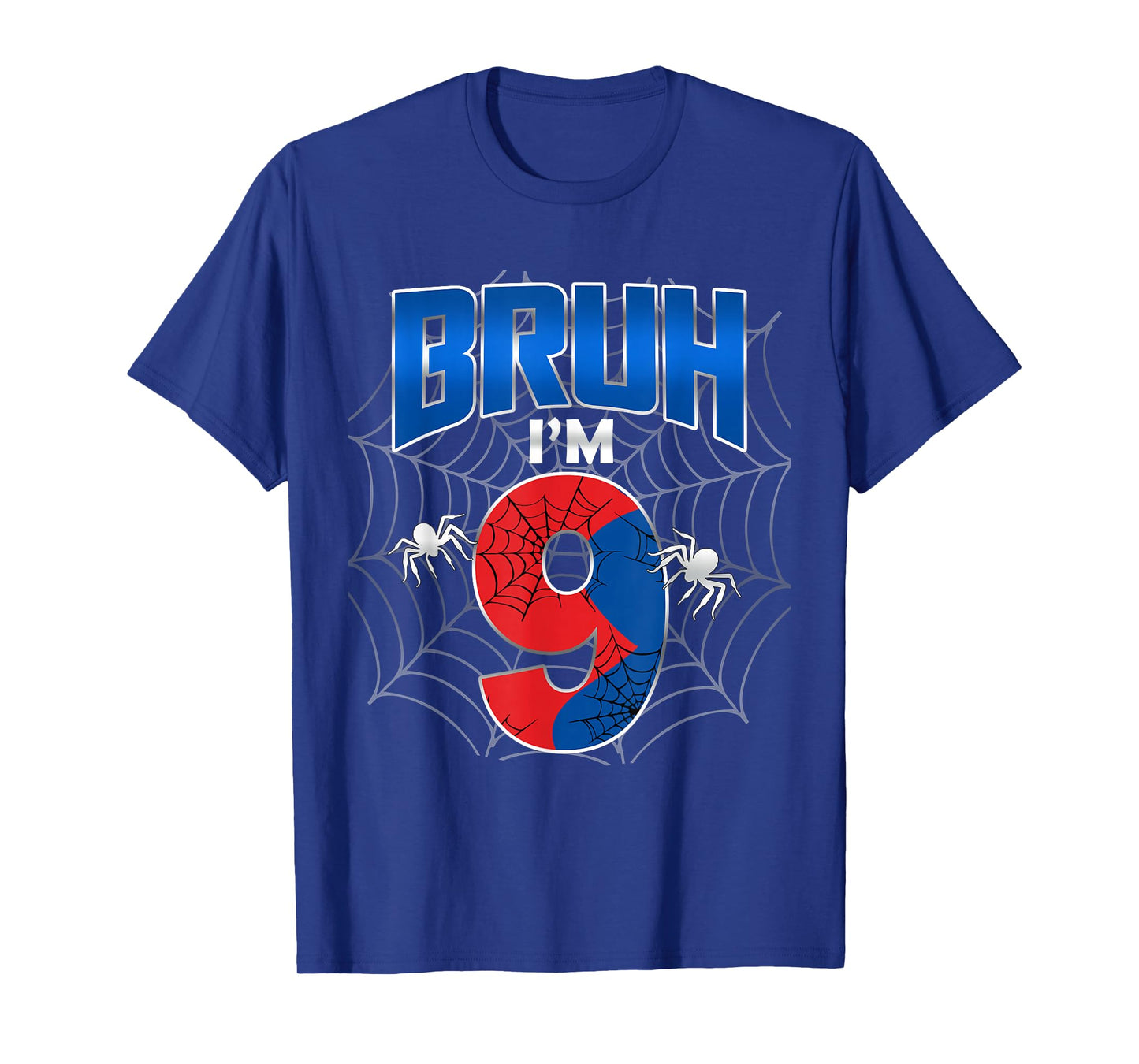 Bruh I'm 9 Year Old It's My 9th Birthday Boy Spider Web T-Shirt