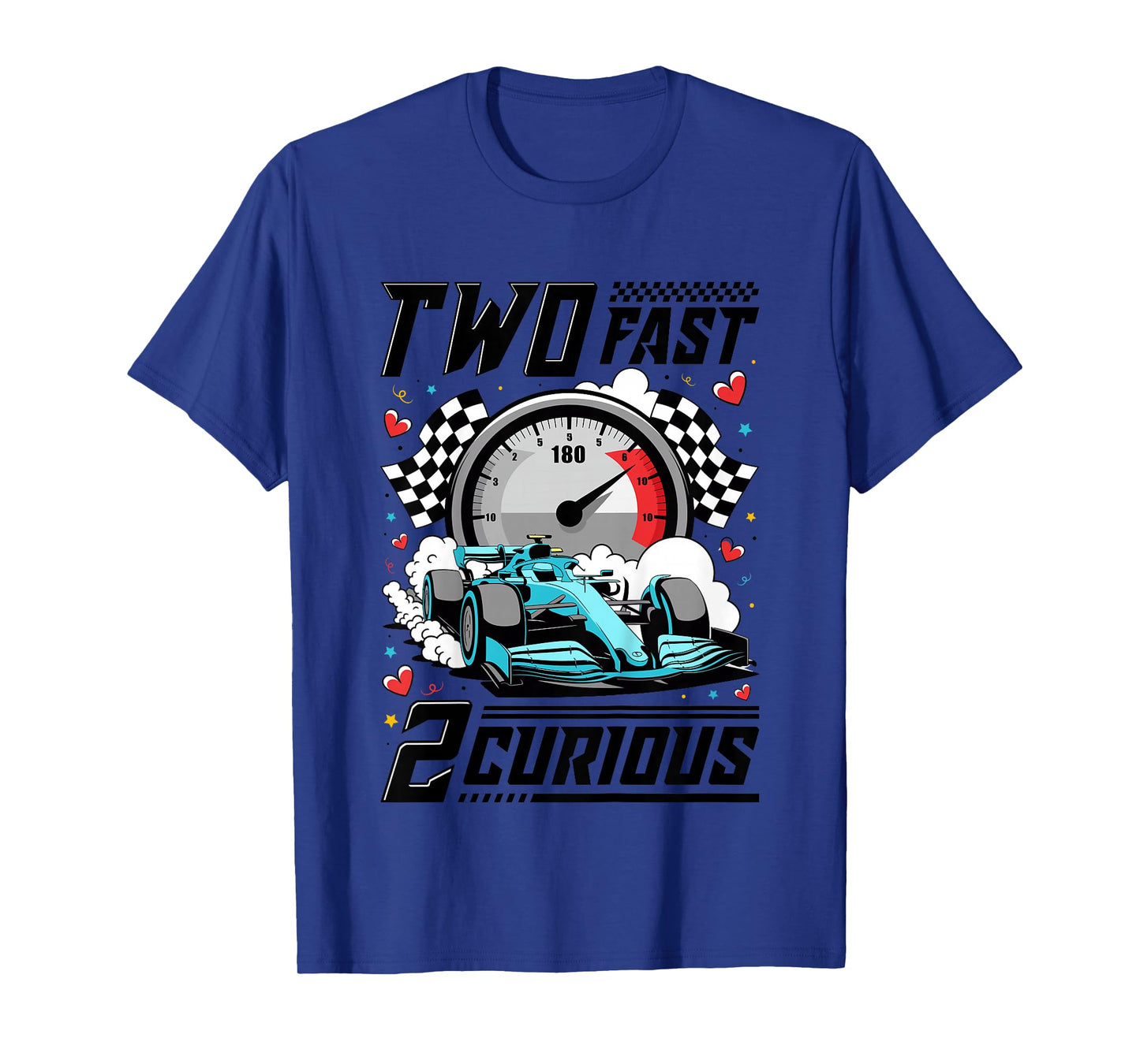 Two Fast 2 Curious Racing Car 2nd Birthday Party Boys Girls T-Shirt