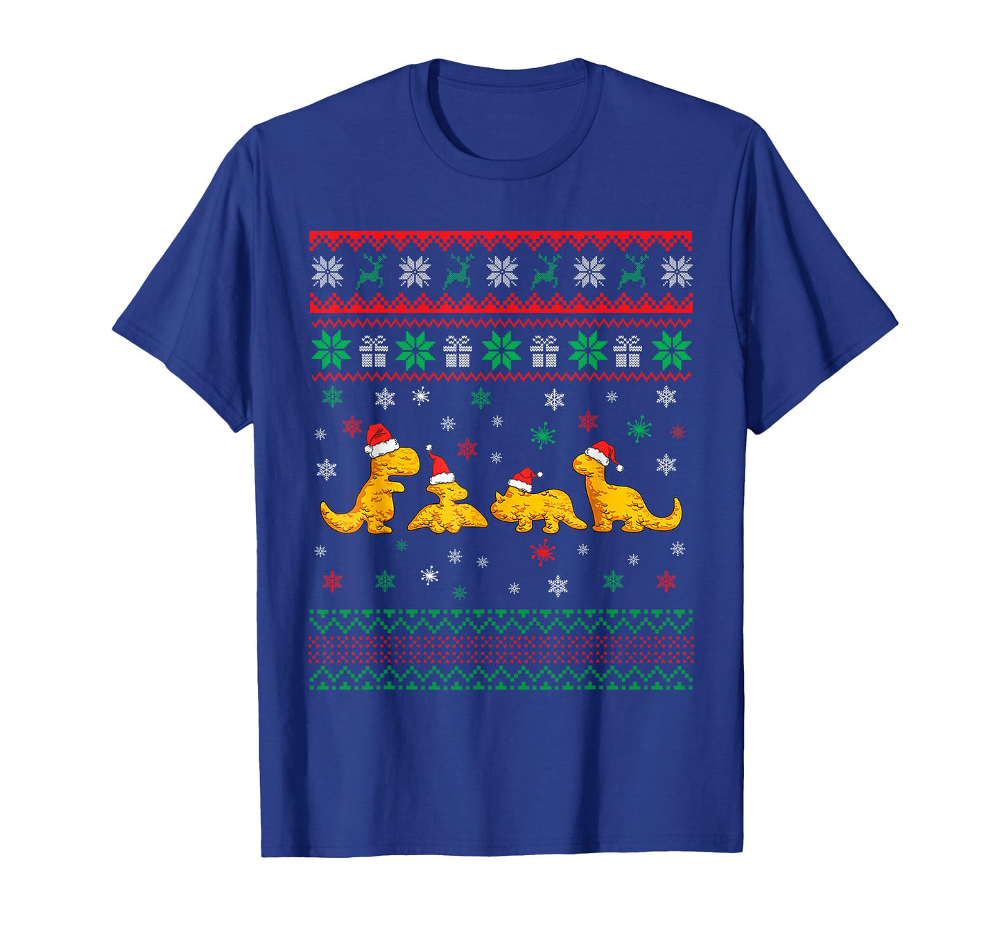Dinosaur Dino Chicken Nuggets Ugly Christmas Pajama Xmas T-Shirt