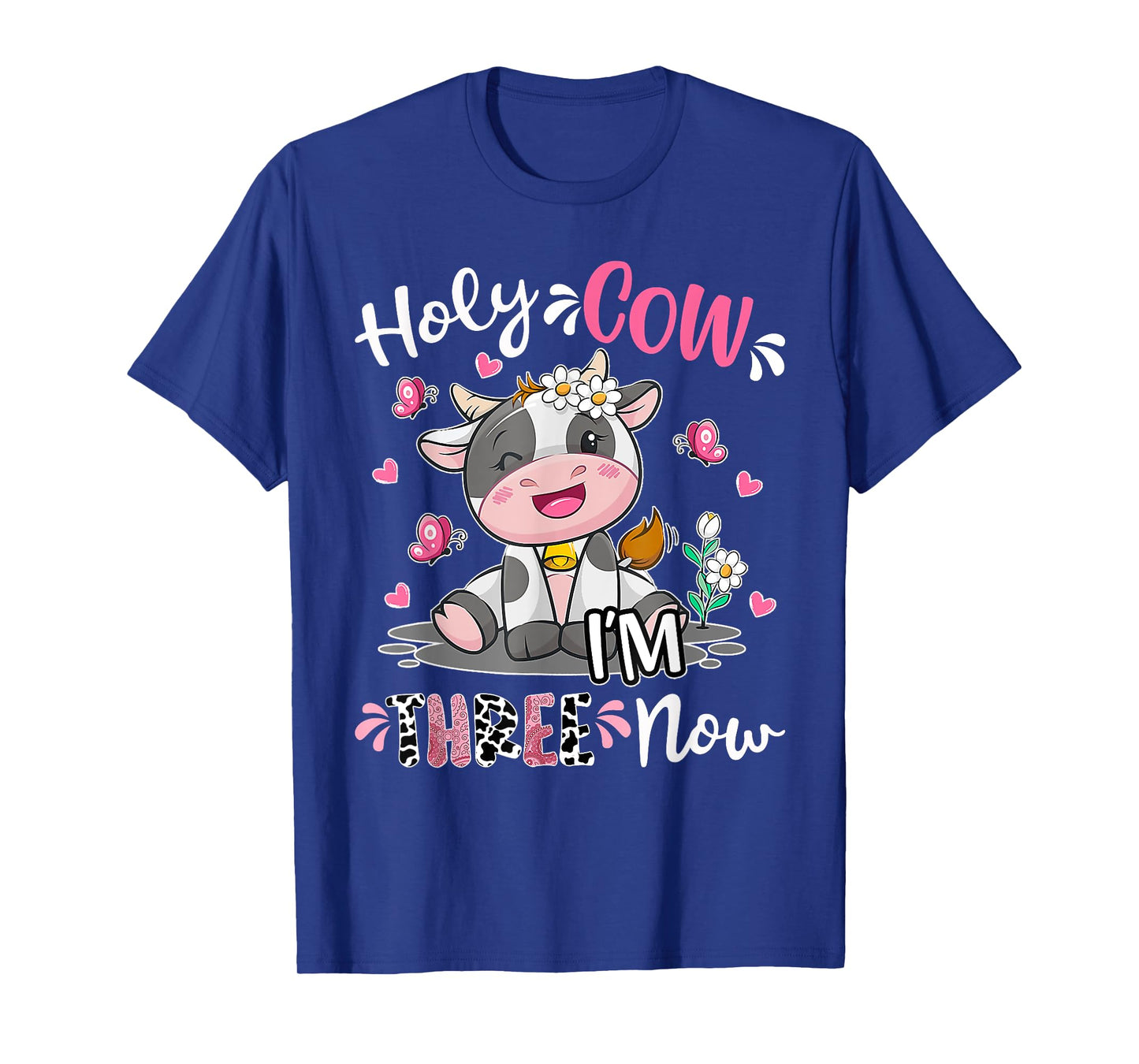Kids Holy Cow I'm Three 3 Years Old 3rd Birthday Boy Girl T-Shirt
