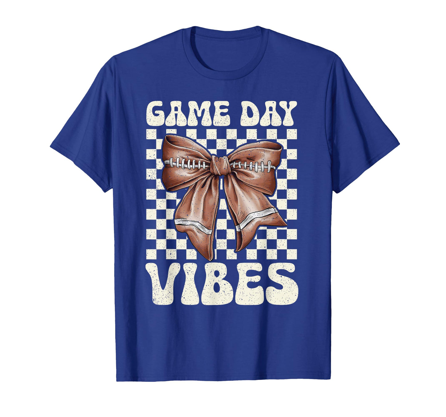 Game Day Vibes Groovy Coquette Bow Football Women Girls Kids T-Shirt