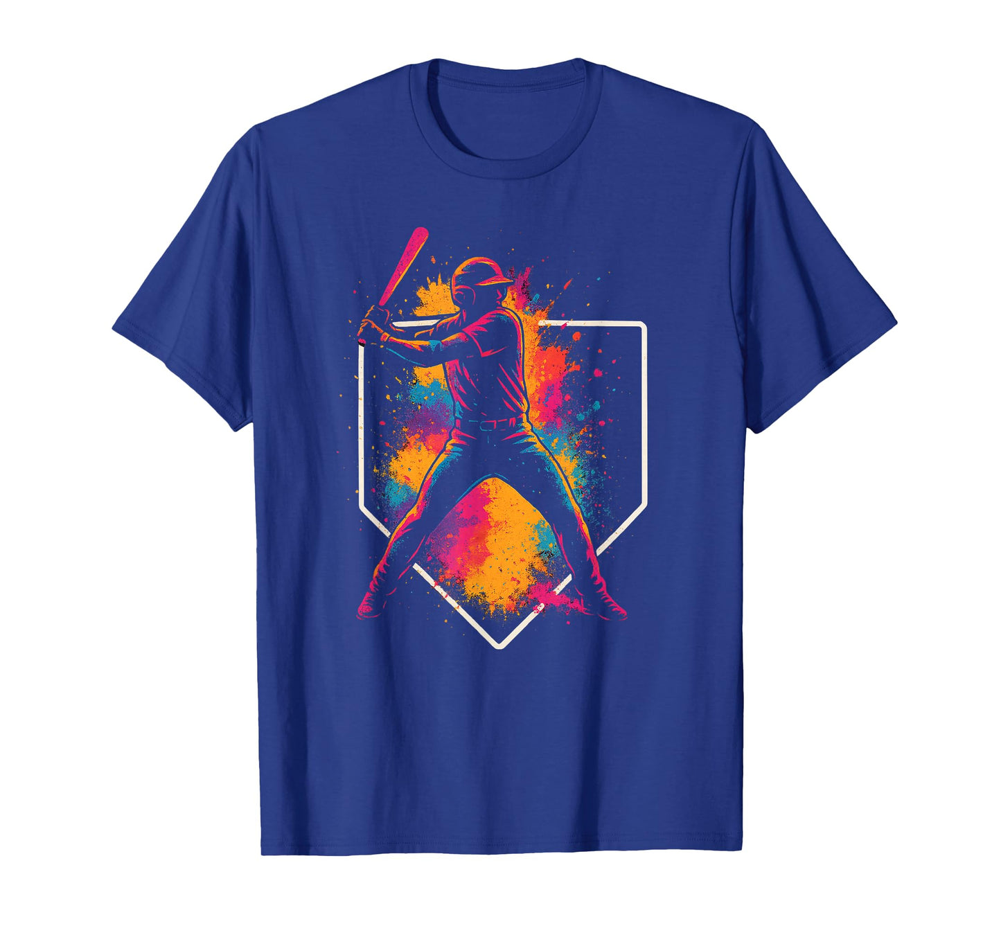 Colorful Splash Baseball Batter Swing with Home Plate Youth T-Shirt