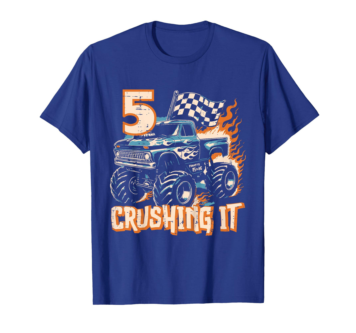 Kids 5 Crushing It Monster Truck Cool 5th Birthday Bday Boys Kids T-Shirt