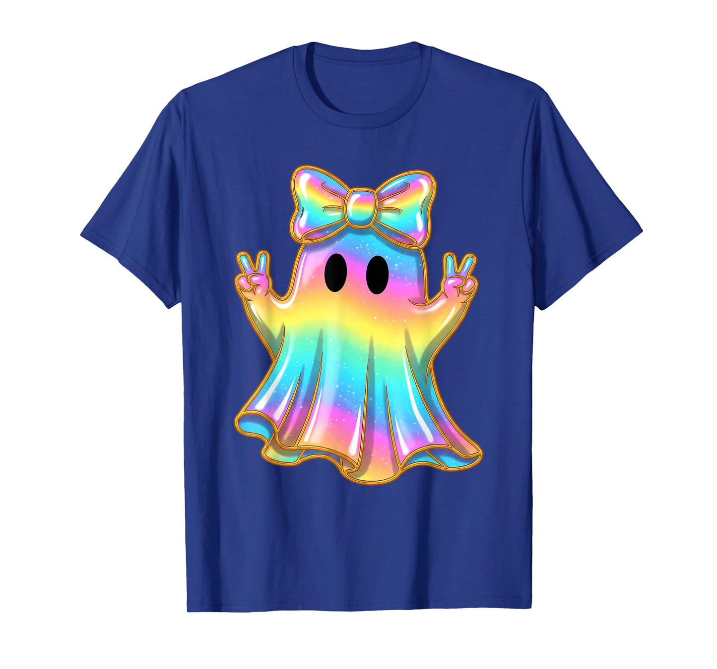 Cute Rainbow Ghost Peace Funny Halloween Kids Girls T-Shirt