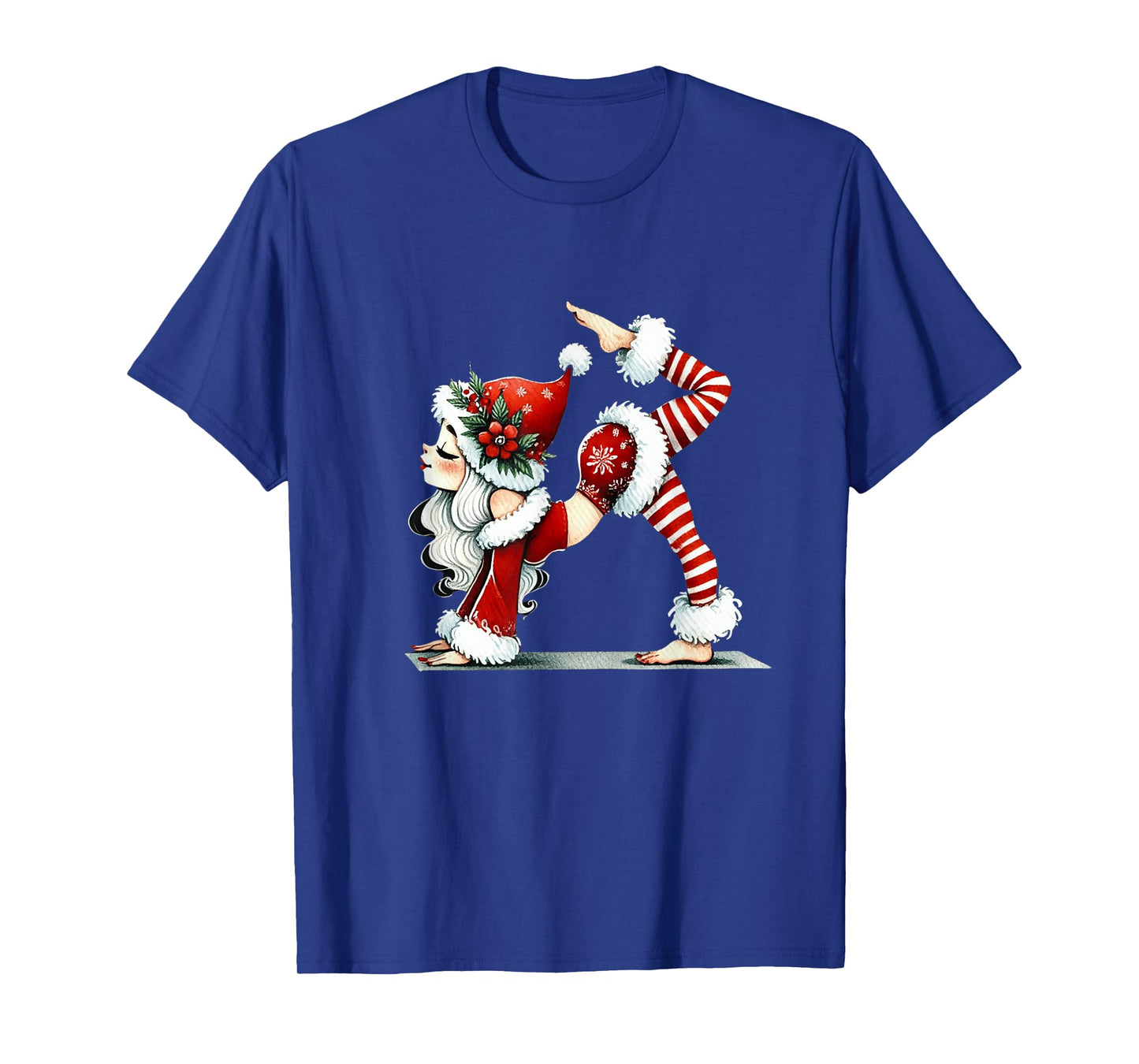 Pilates Santa Girl Christmas Workout Funny Flexible Xmas T-Shirt