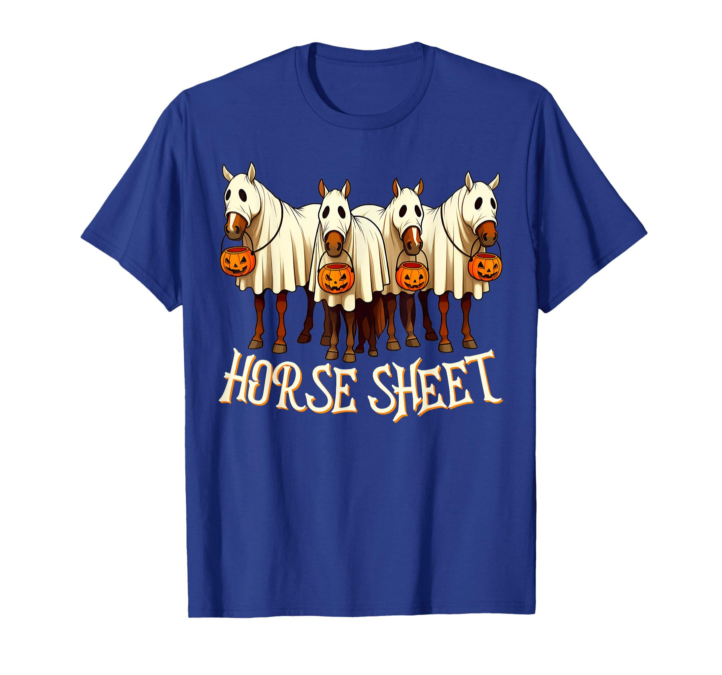 Cute Horse Sheet Ghost Horse Spooky Season Halloween Costume T-Shirt