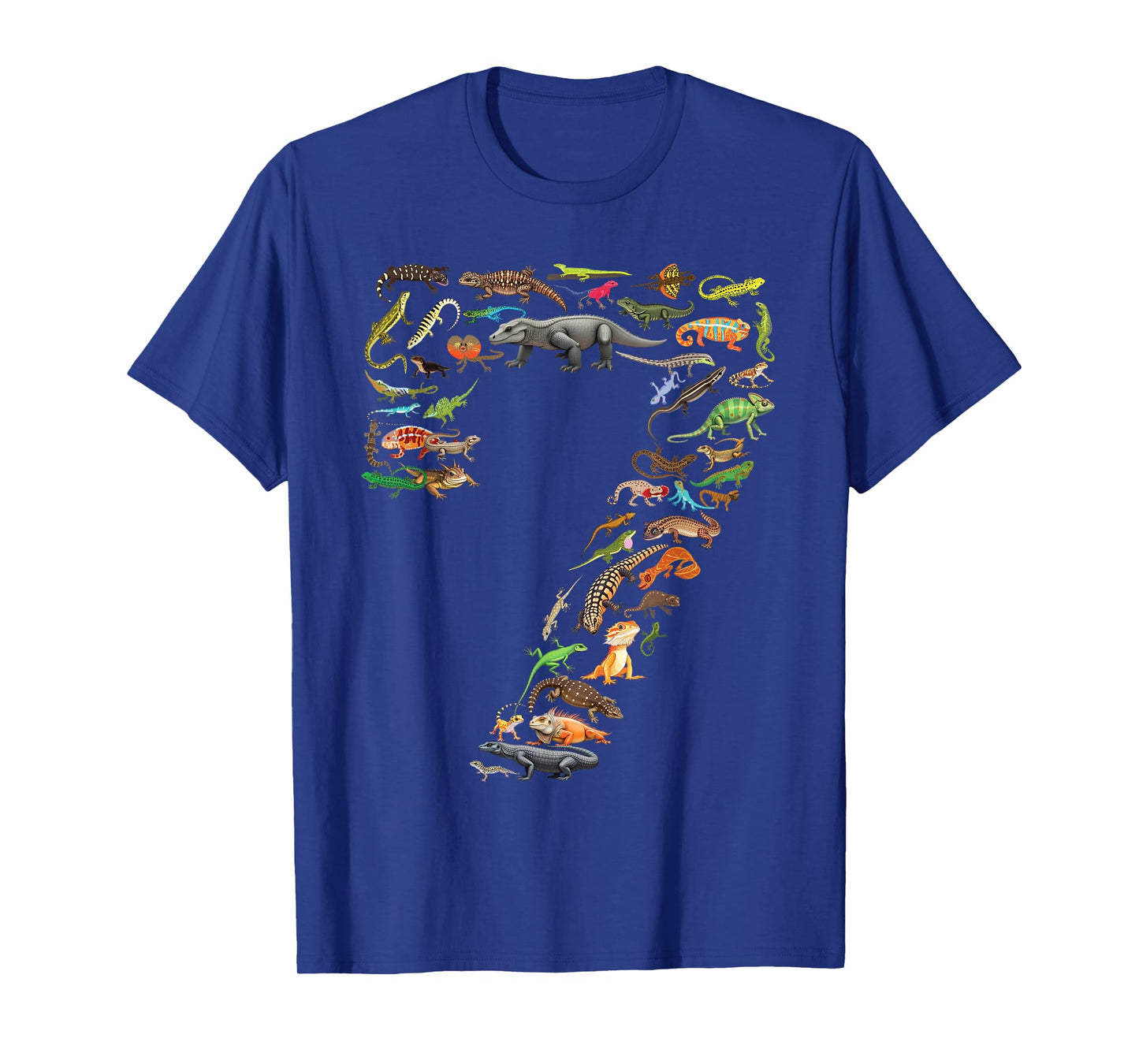7 Years Old 7th Birthday Lizards Reptiles Figures Number T-Shirt
