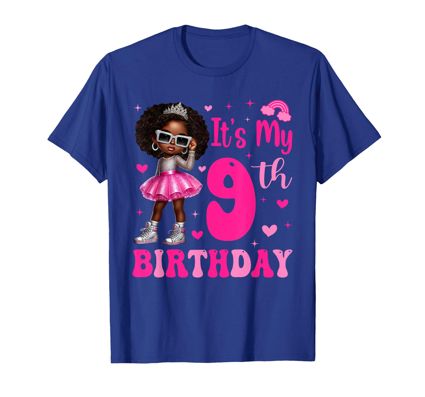 9 Years Old Black Kids It's My 9th Birthday Black Girl T-Shirt