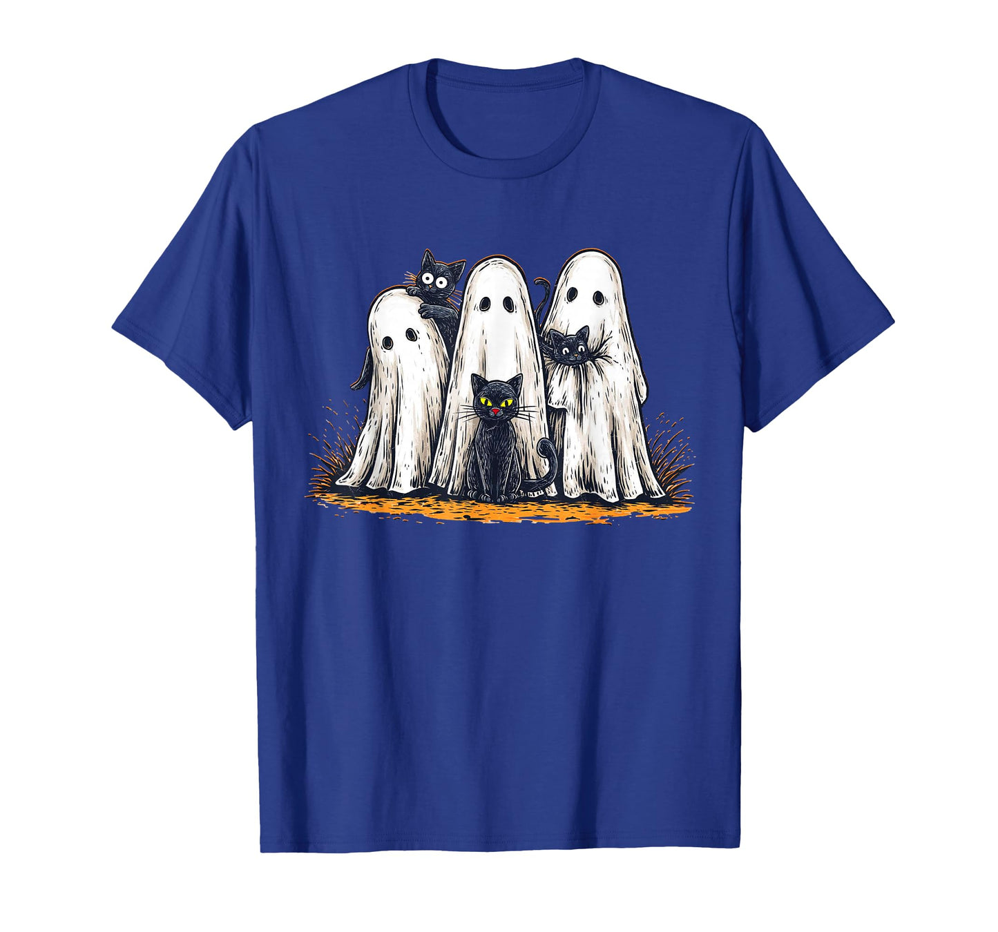 Funny Ghosts Holding Black Cats Halloween Ghost Cat Lovers T-Shirt