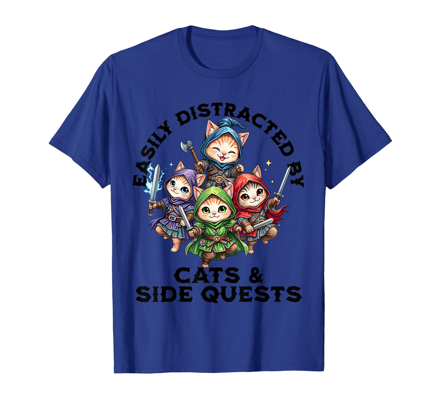 Cats Side Quest Geeky Stuff Funny Cat RPG Gamer Merch Men T-Shirt