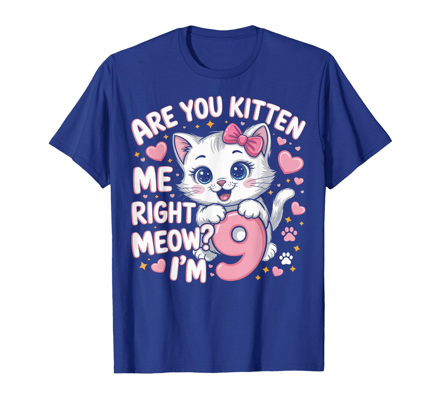 9 Year Old Girl Birthday Cat Kitten 9th Bday Girls T-Shirt