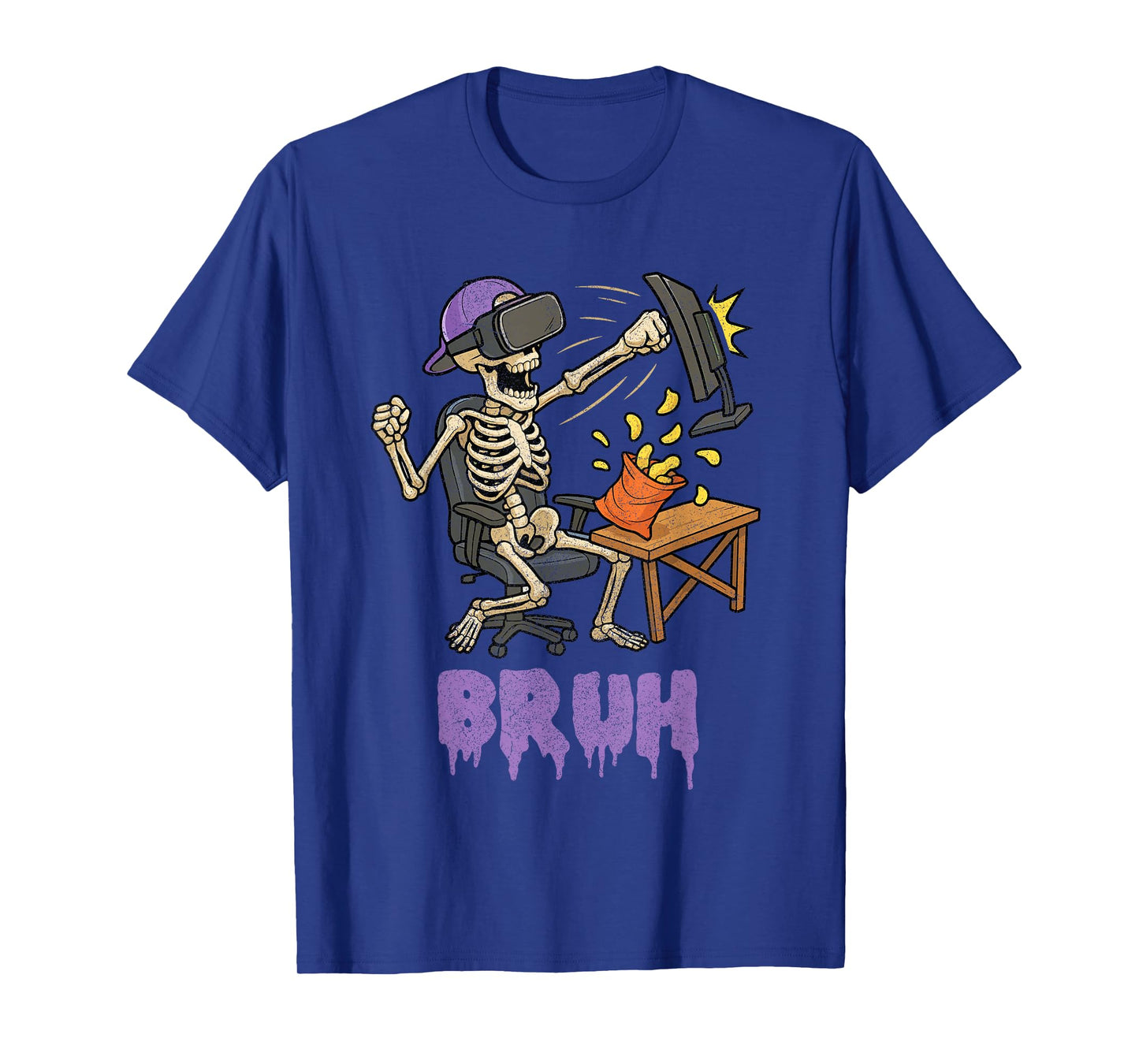 Funny Gamer Skeleton Gamer Teen Boys Video Gaming Bruh T-Shirt