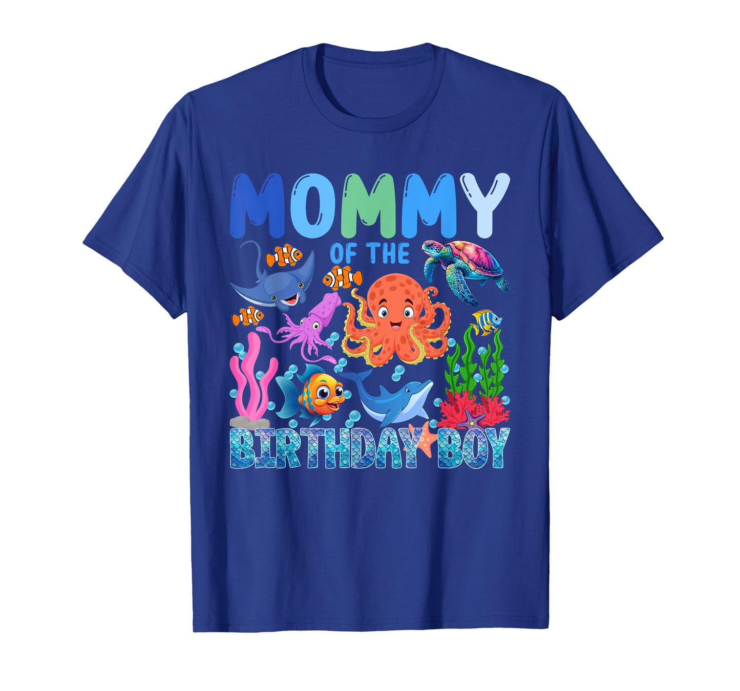 Mommy of The Birthday Boy Aquarium Sea Animals Matching T-Shirt