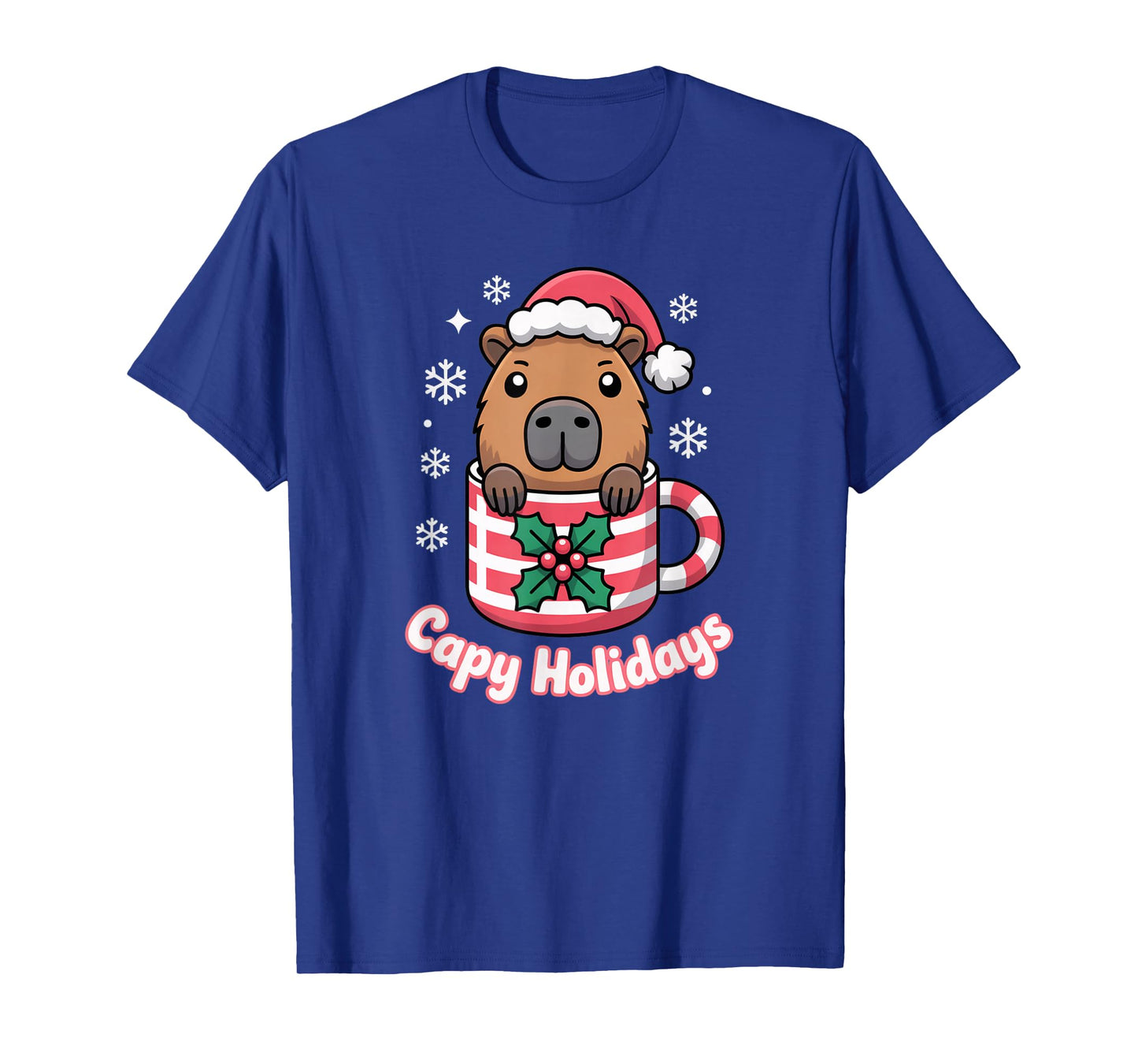 Capy Holidays Cute Capybara Christmas Santa Hat T-Shirt