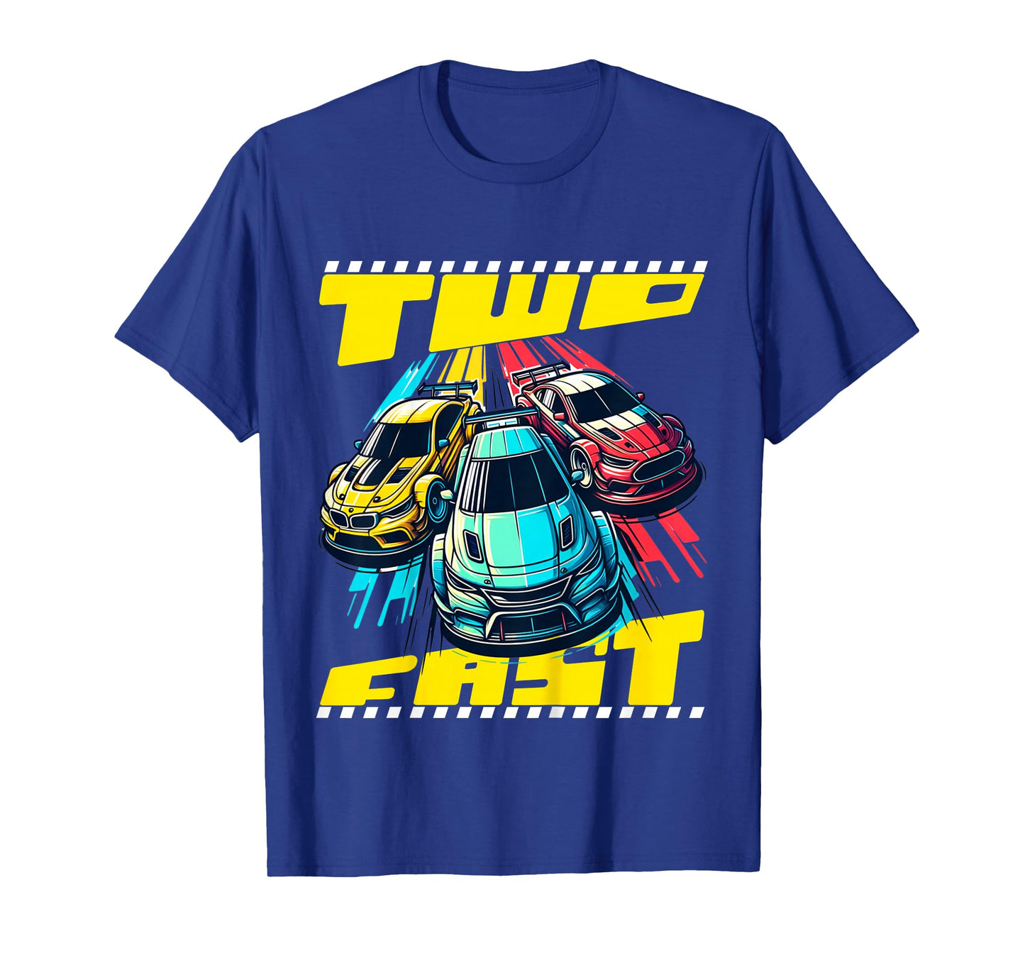 Kids Kids Two 2 Year Old 2nd Birthday Two Fast Racecar Boys Girls T-Shirt