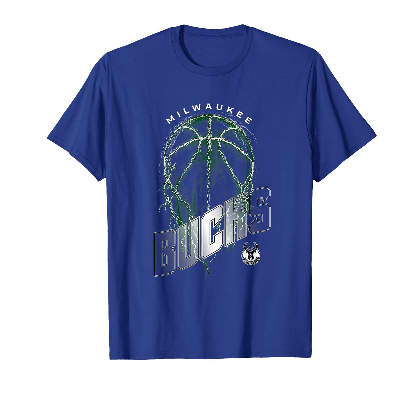 NBA Milwaukee Bucks Lightning Bolt Basketball Logo T-Shirt