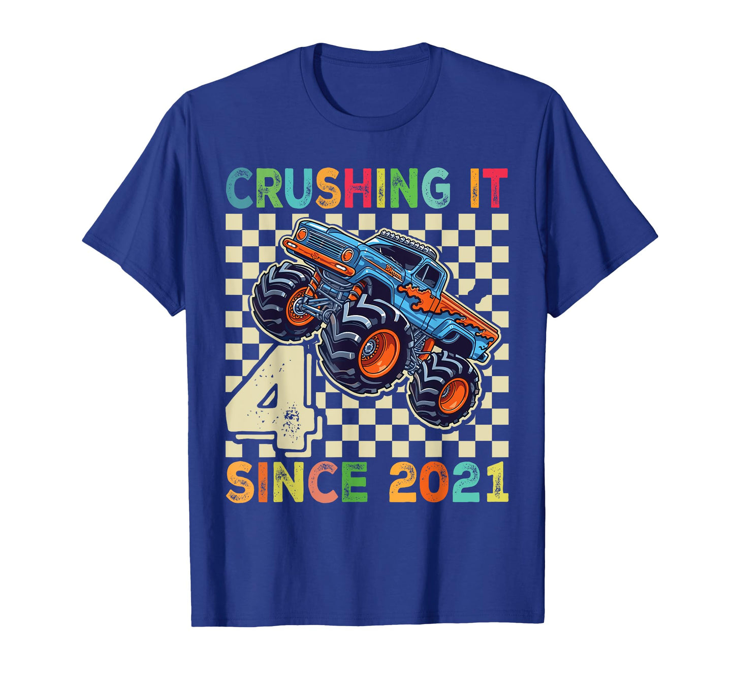 Birthday Monster Truck 4 year Old Boys 4th Party Born 2021 T-Shirt