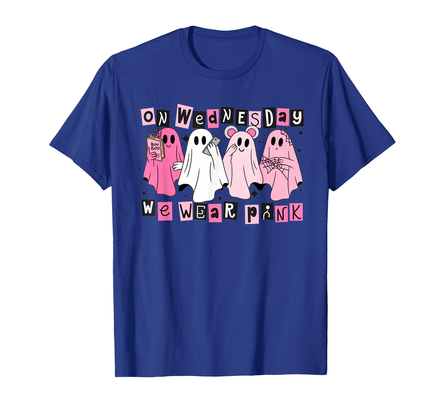 FUUNY On Wednesday We Wear Cute Pink Ghost Halloween T-Shirt