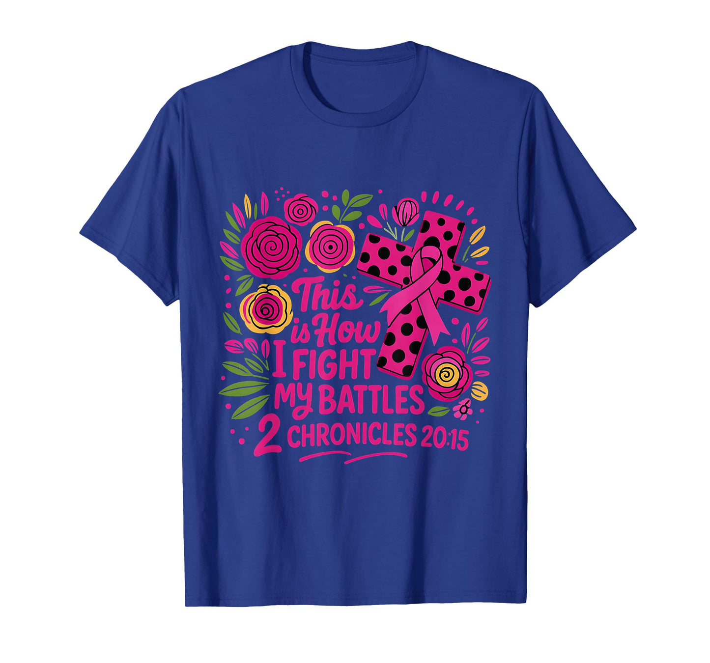 Faith Cross Ribbon Floral Design Inspirational Scripture T-Shirt