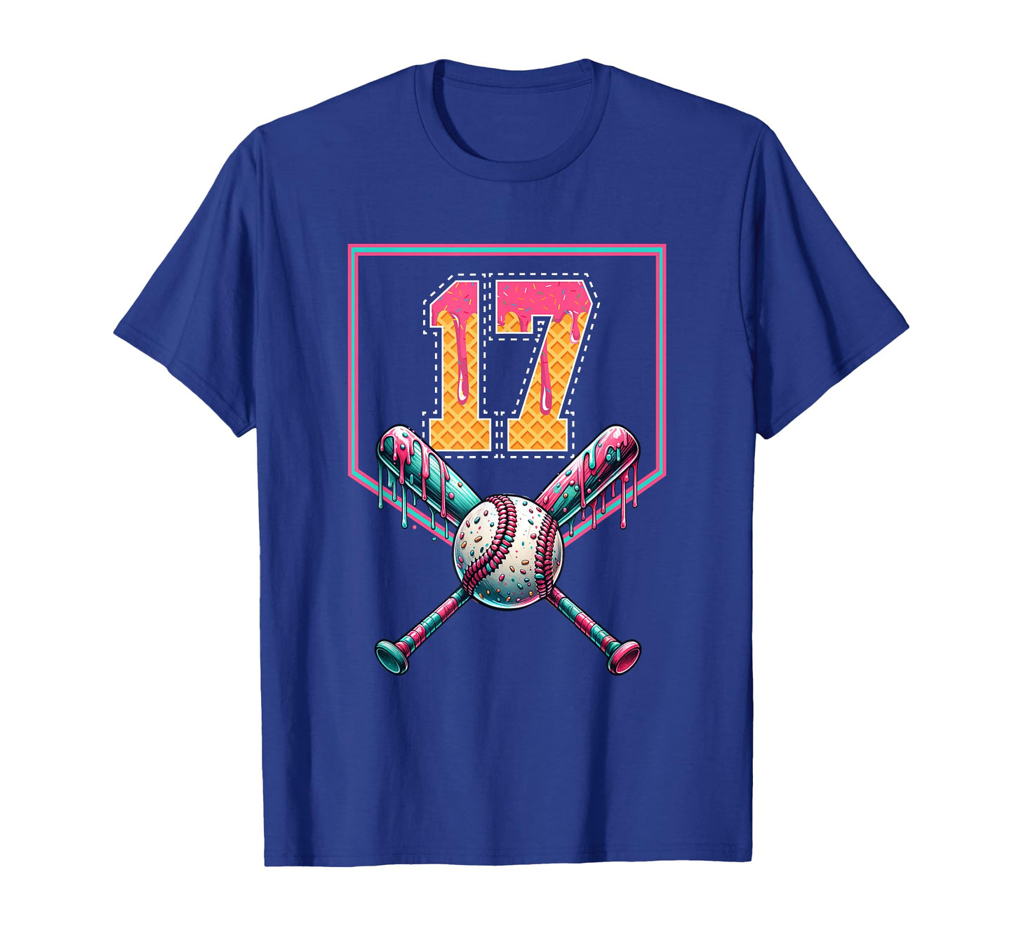 Baseball Drip Number 17 Player Or 17th Birthday Drip Style T-Shirt