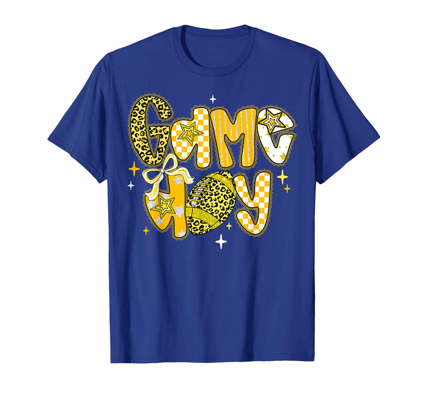 Game Day Football Girly Lace Bow Team Spirit Girls Yellow T-Shirt