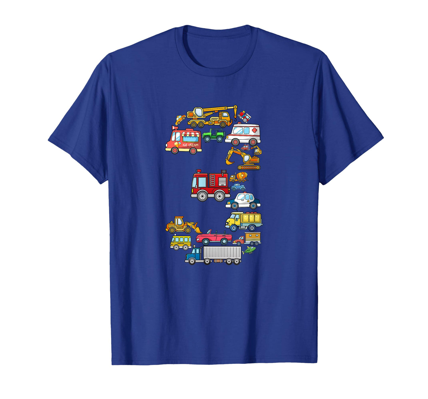 3rd Birthday 3 Year Old Transportation Cars Fire Truck T-Shirt