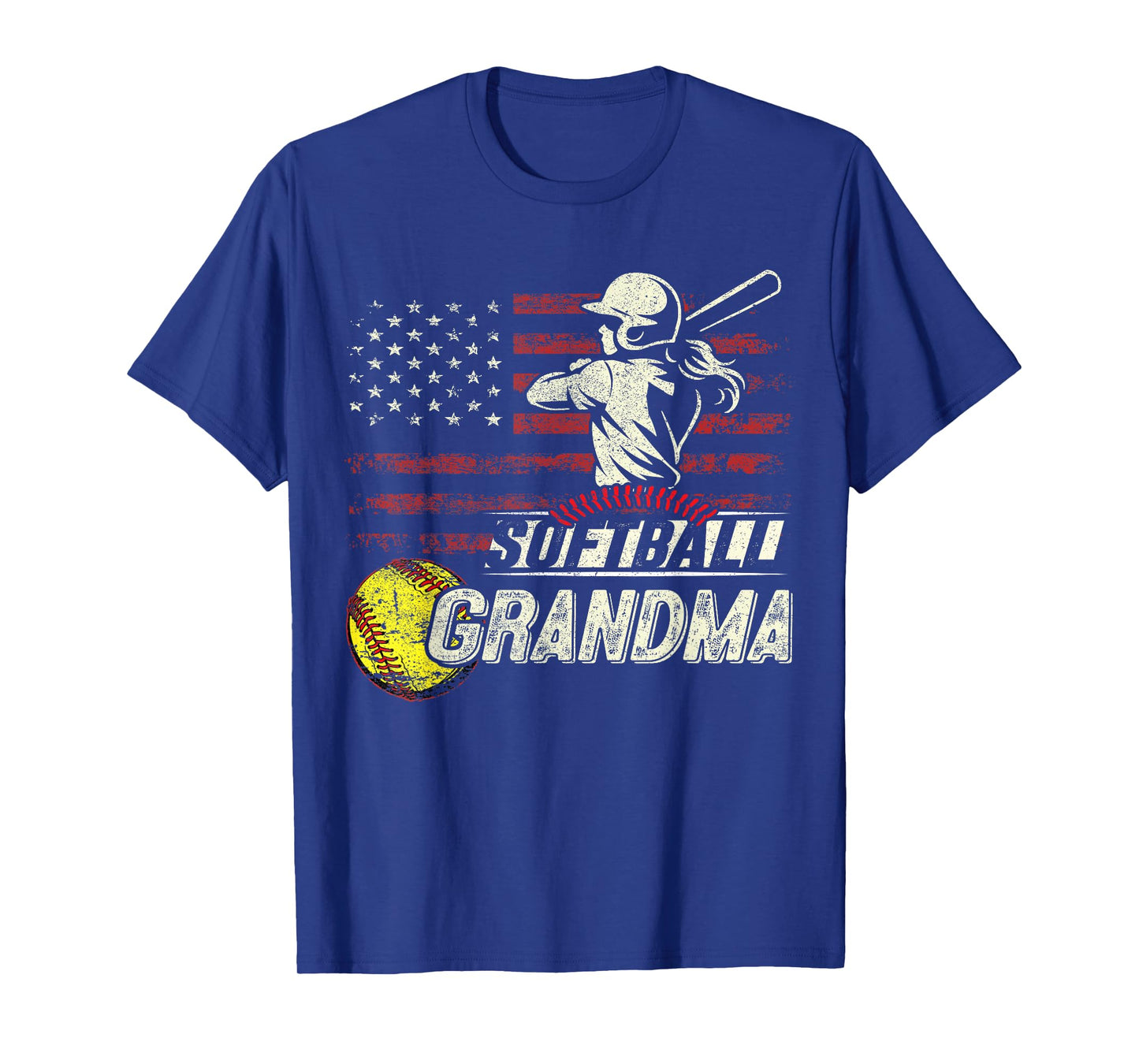 Softball Grandma US Flag Gifts For Patriotic Mothers Day T-Shirt