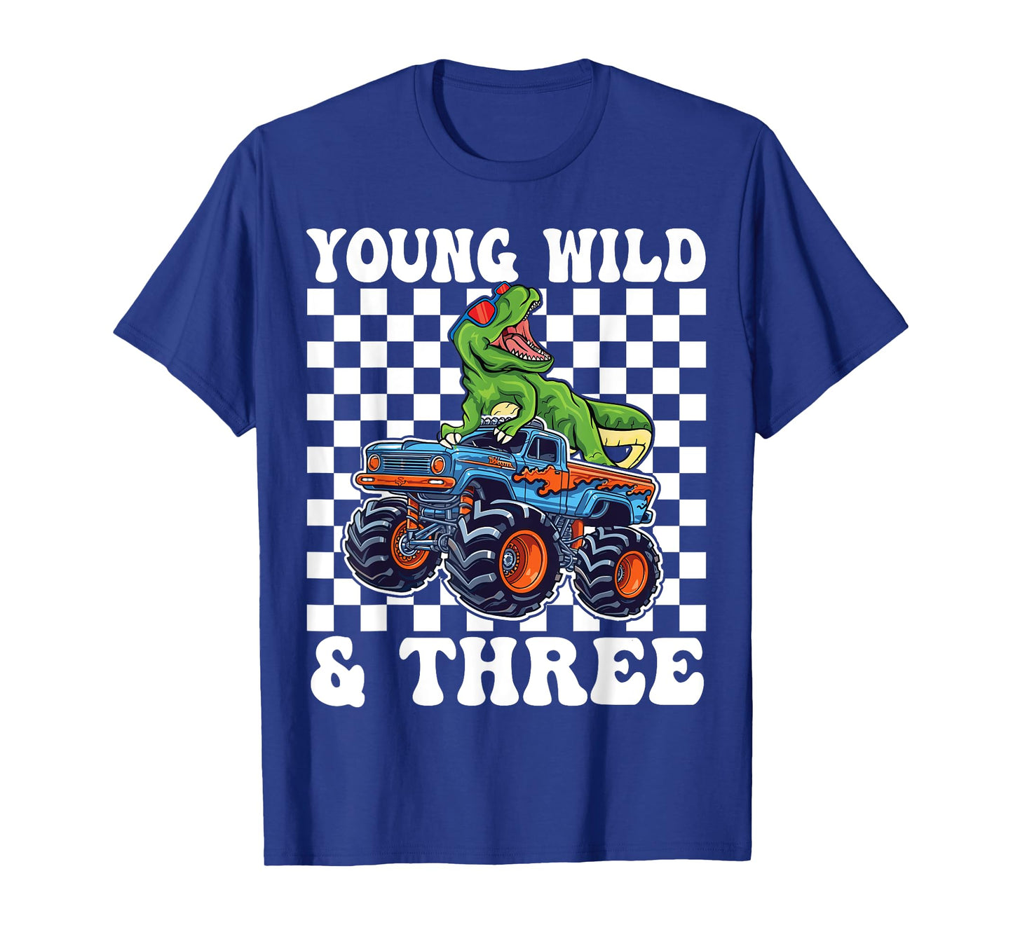 3rd Birthday Monster Truck Young Wild And Three 3 Year Old T-Shirt