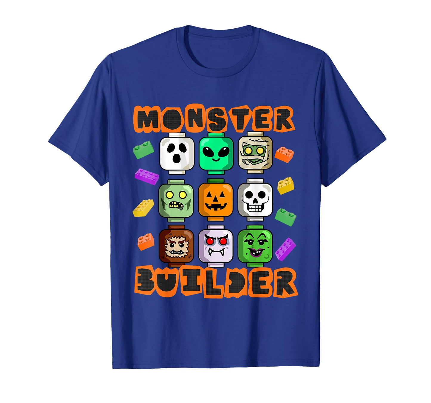 Monster Builder Halloween Building Bricks Brick Head Funny T-Shirt
