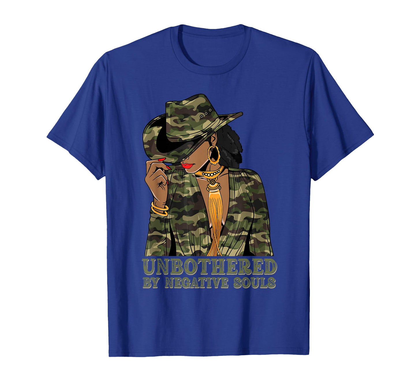 Unbothered Western Black Cowgirl Camo Camoflauge Afro Woman T-Shirt