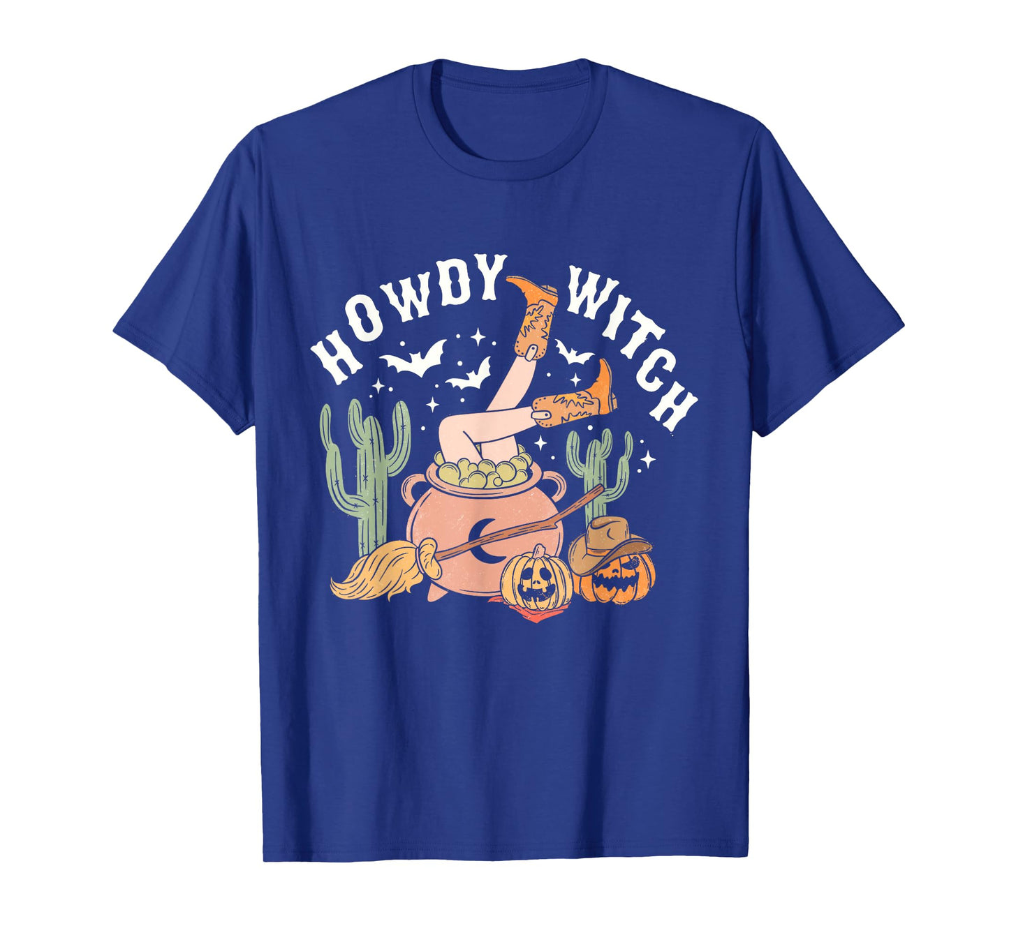 Retro Howdy Witch Western Halloween Pumpkin Cowgirl Outfits T-Shirt