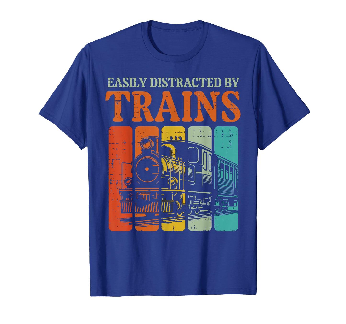 Easily Distracted By Trains Funny Locomotive Men Boys Kids T-Shirt
