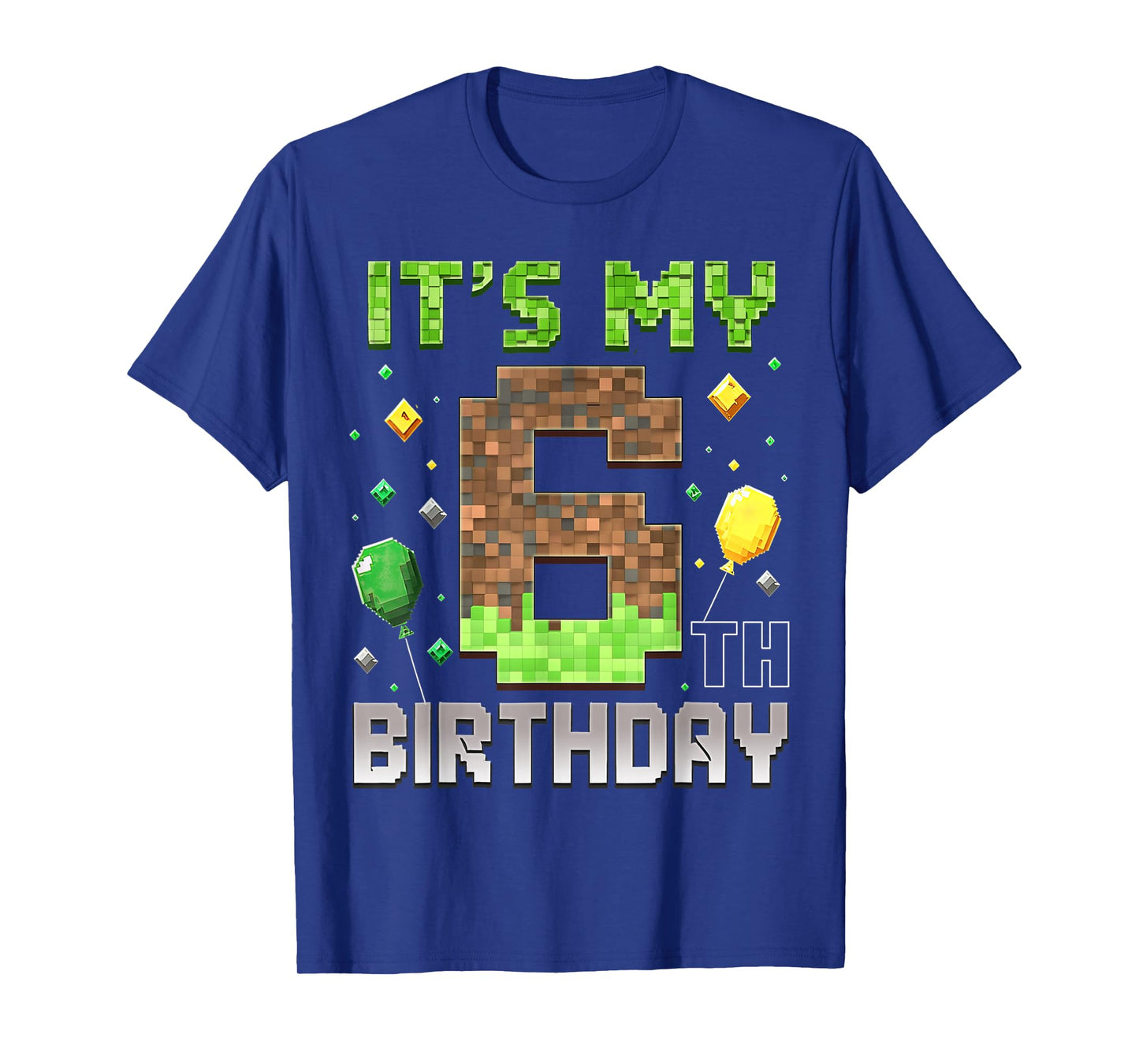 Kids 6th Birthday Gamer Pixel 6 Years Old Video Game Party T-Shirt