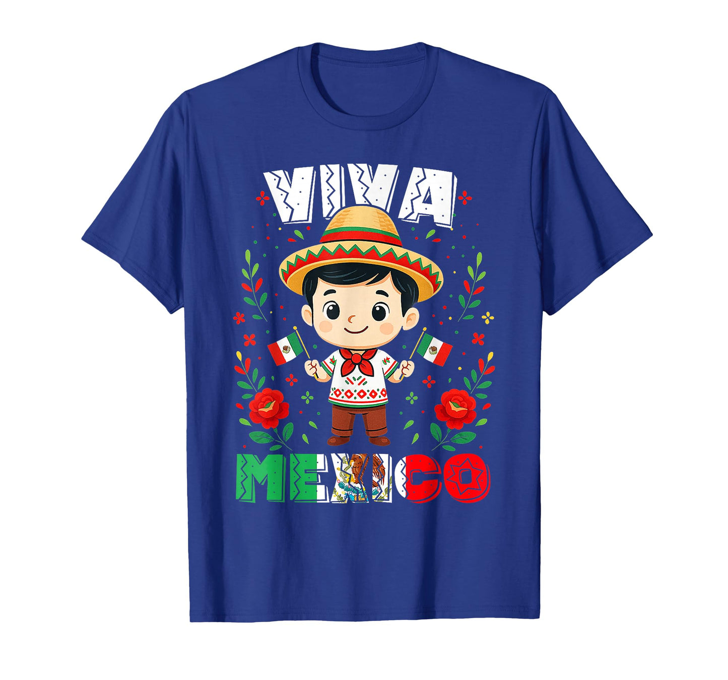 Viva Mexico Mexican Boy Flag Independence Day Boys Kids T-Shirt